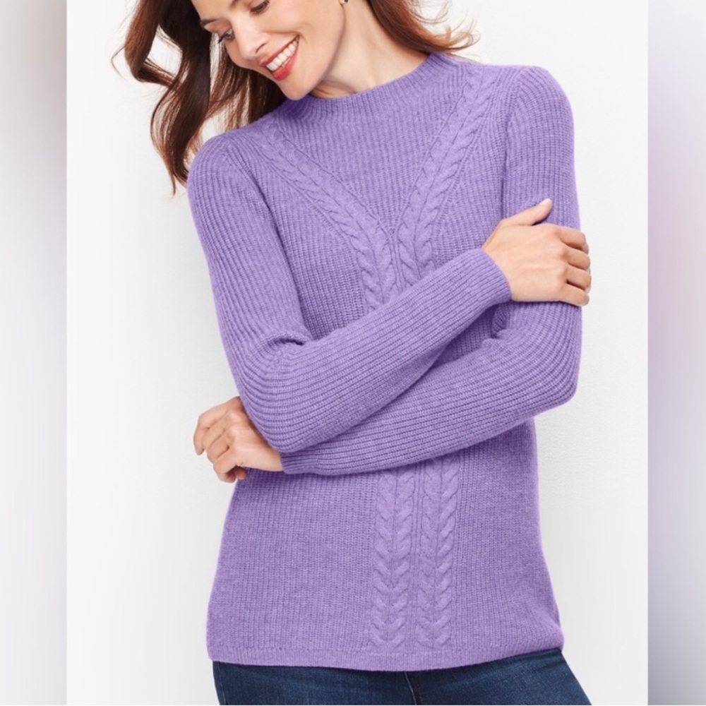 Talbots Cable-Knit Shaker Stitch Purple Sweater - Size S - Like new
